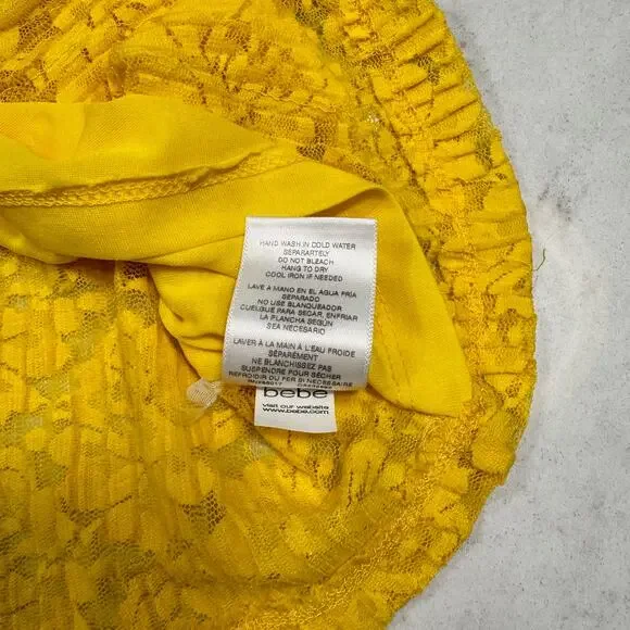 bebe Lace Sequin Tank Top Yellow Women's Large Y2K McBling Floral Clubwear 2000s - Picture 10 of 16